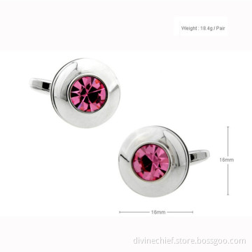 Beautiful Pink Crystal Cufflinks, Wholesale Custom Cufflinks For Man's Shirt